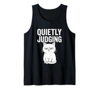 Funny Quietly Judging Sarcastic Crazy Cat Lover Graphic Art Tank Top