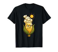 Funny Quirky Angry Corn Heat Sun Popcorn Design T-Shirt