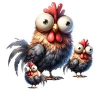 Funny Quirky Chicken Vinyl Sticker Decals, Cover up Marks, Fun Multi-Purpose Decor Ideal for Toilet, Laptop, Phone, Cup & More. Weatherproof & Vibrant Childrens Gift Nursery Wall Sticker, 5 total bird