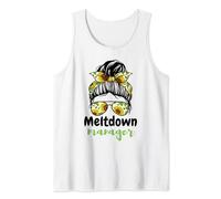Funny Quote Messy Bun Mom Life Daycare, Meltdown Manager Tank Top