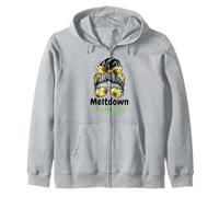 Funny Quote Messy Bun Mom Life Daycare, Meltdown Manager Zip Hoodie