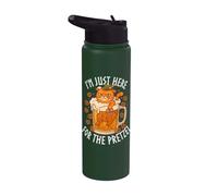 Funny Quote with cat and Beer, I'm just here for the Pretzel Stainless Steel Insulated Water Bottle