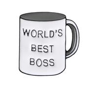 Funny Quote World's Best Boss Mug Shape Enamel Pin - Personalized Alloy Creative Badge Lapel Pin - Cartoon Brooch for Clothes Accessories - for Men and Women