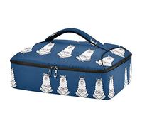 Funny Quotes No Drama White Grey Llama Alpaca Sitting on Navy Blue Reusable Insulated Pizza Bag, Waterproof Food Delivery Bag, with Handle Lid Leakproof Pizza Holder Tote for Hot or Cold Food