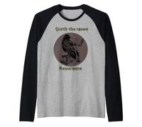 Funny Quoth Raven Nevermore Edgar Allan Poe Literary Poem Raglan Baseball Tee