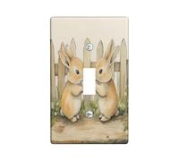 Funny Rabbit Carrot Decorative Light Switch Cover Plate 1 Gang Single Toggle, Cute Farmhouse Bunny Wood Electrical Faceplate for Kitchen Bathroom, Animal Switchcover Decor