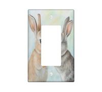 Funny Rabbit Carrot Decorative Light Switch Cover Wall Plate 1 Gang Single Rocker, Cute Country Farmhouse Bunny Electrical Faceplate for Kitchen Bathroom, Animal Switchcover Decor