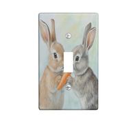 Funny Rabbit Carrot Decorative Light Switch Cover Wall Plate 1 Gang Single Toggle, Cute Country Farmhouse Bunny Electrical Faceplate for Kitchen Bathroom, Animal Switchcover Decor