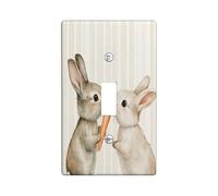 Funny Rabbit Carrot Decorative Light Switch Cover Wall Plate 1 Gang Single Toggle, Cute Farmhouse Bunny Stripes Electrical Faceplate for Kitchen Bathroom, Animal Switchcover Decor