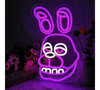 Funny Rabbit Neon Sign for Wall Decor, Anime Rabbit LED Light for Bedroom, Game room, Kids' Room, Birthday Decorations, USB Powered, Pink, Purple, 14.1 in x8.9 in
