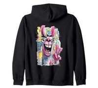 Funny Rabbit Peace Graffiti Pop Character Graphic Art Face Zip Hoodie