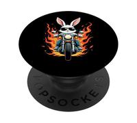 Funny Rabbit Riding a Motorcycle Design Rabbit Lovers PopSockets Adhesive PopGrip
