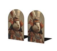 Funny Rabbit Samurai Aesthetic Bookends For Shelves 2 Pcs Wooden Book Stopper Organizer For Home Office Libraries