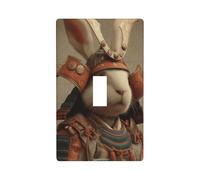 Funny Rabbit Samurai Aesthetic Light Switch Cover Decorative Single Toggle 1 Gang Wall Plate for Kitchen Farmhouse Bedroom Bathroom Art Decor