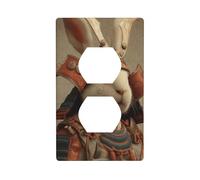 Funny Rabbit Samurai Aesthetic Outlet Cover Light Switch Cover Decorative 1 Gang Wall Plate for Kitchen Room Bathroom Size 7x11.4cm