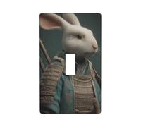 Funny Rabbit Samurai Sword Aesthetic Light Switch Cover Decorative Single Toggle 1 Gang Wall Plate for Kitchen Farmhouse Bedroom Bathroom Art Decor