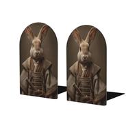 Funny Rabbit Samurai Sword Bookends For Shelves 2 Pcs Wooden Book Stopper Organizer For Home Office Libraries