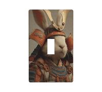Funny Rabbit Samurai Sword Japanese Art Light Switch Cover Decorative Single Toggle 1 Gang Wall Plate for Kitchen Farmhouse Bedroom Bathroom Art Decor