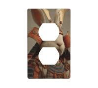 Funny Rabbit Samurai Sword Japanese Art Outlet Cover Light Switch Cover Decorative 1 Gang Wall Plate for Kitchen Room Bathroom Size 7x11.4cm