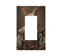 Funny Rabbit Samurai Sword Light Switch Wall Plate Faceplate Cover Single Rocker 1 Gang Decorator Outlet Receptacle Covers for Home Kitchen Room Bathroom Decor