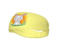 Funny Rabbit Sitting in The Garden Headbands Men Women Non Slip Wicking Sports Sweatband for Gym Basketball Yoga Hairbands