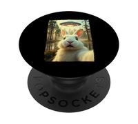 Funny Rabbit UFO Encounter Hilarious Rabbit Selfie Aliens PopSockets Adhesive PopGrip