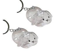 Funny Rabbits Themed Keepsakes Bunnies Hair Container Keyring Decorative Clear Pet Furs Collector Keychain Pendant Gift Decorative Furs Collector Keychain Charm