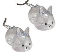 Funny Rabbits Themed Keepsakes Bunnies Hair Container Keyring Decorative Clear Pet Furs Collector Keychain Pendant Gift Decorative Furs Collector Keychain Charm