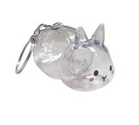 Funny Rabbits Themed Keepsakes Bunnies Hair Container Keyring Decorative Clear Pet Furs Collector Keychain Pendant Gift Decorative Furs Collector Keychain Charm