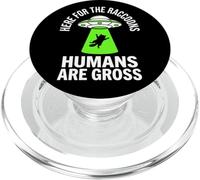Funny Raccoon Alien Abduction UFO Here For The Raccoons PopSockets PopGrip for MagSafe