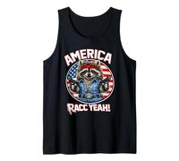 Funny Raccoon America Yeah Funny Raccoon US Flag Tank Top