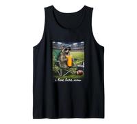 Funny Raccoon American Football Field I Live Here Now Tank Top