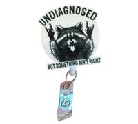 Funny, Raccoon Badge Reel, Retractable ID Holder, 5cm, Alligator Clip Attachment, Cute Cartoon Design, Gray, for Nurses, Teachers, Medical Staff, Students Versatile Addition Visibility Fun Matter Most