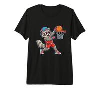 Funny Raccoon Basketball Dunk Donut Sprinkle Trash Panda Premium T-Shirt