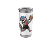 Funny Raccoon Basketball Dunk Donut Sprinkle Trash Panda Stainless Steel Insulated Tumbler
