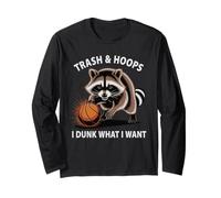 Funny Raccoon Basketball Trash Hoops Dad Do Dunk What I Want Long Sleeve T-Shirt