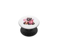 Funny Raccoon Boba Tea Good Vibes Only Cute Trash Panda Kids PopSockets Adhesive PopGrip