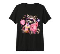 Funny Raccoon Boba Tea Good Vibes Only Cute Trash Panda Kids Premium T-Shirt