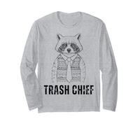 Funny Raccoon Boss Graphic Trash Chief Vintage Design Long Sleeve T-Shirt