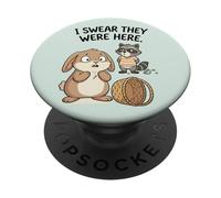 Funny Raccoon Bunny Easter Egg Hunt I Swear They Were Here PopSockets Adhesive PopGrip