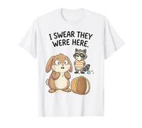 Funny Raccoon Bunny Easter Egg Hunt I Swear They were Here T-Shirt