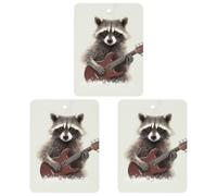 Funny Raccoon Car Air Freshener Hanging Incense Chips 3 Pack Automotive Scented Hanging Sheets Square for Car Home Auto Interior Decor