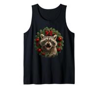 Funny Raccoon Christmas Wreath Xmas Trash Panda Tank Top