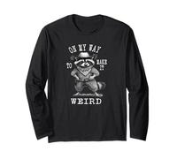 Funny Raccoon Cowboy Lover, On My Way To Make It Weird Long Sleeve T-Shirt