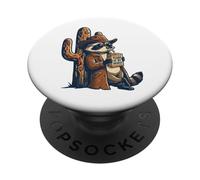 Funny Raccoon Cowboy Tears Of My Enemies Retro Western PopSockets Adhesive PopGrip