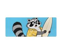 Funny Raccoon Desk Mat 30x80cm, Non-Slip Rubber Base with Stitched Edges, Waterproof Desk Pad for Keyboard & Mouse, Large Mouse Pad for Office Gaming