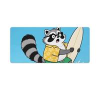 Funny Raccoon Desk Mat 40x90cm, Non-Slip Rubber Base with Stitched Edges, Waterproof Desk Pad for Keyboard & Mouse, Large Mouse Pad for Office Gaming