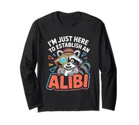 Funny Raccoon Detective Alibi Joke Novelty Investigator Fun Long Sleeve T-Shirt