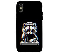 Funny Raccoon DJ With Headphones and Turntable Case for iPhone X/XS