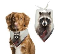 Funny Raccoon Dog Bandana Triangle Dog Scarf Washable Polyester Dog Bibs Cute Pet Bandana for Medium Large Dogs Puppy and Cats